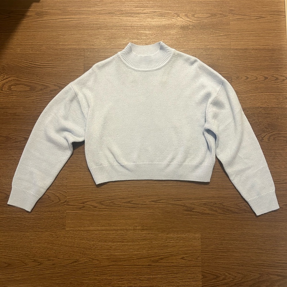 H&M light Blue high Neck cropped Sweater